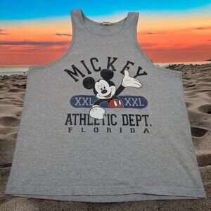 Vintage 90s Mickey Mouse Athletic Dept Tank Top‎ Mens XL Graphic Gray *READ